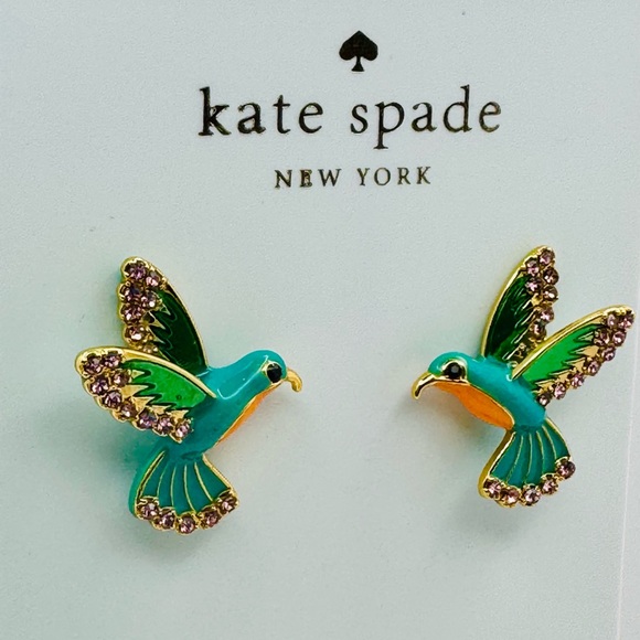🩵 KATE SPADE Scenic Route Hummingbird Convertible Stud Earrings NEW - Picture 3 of 4